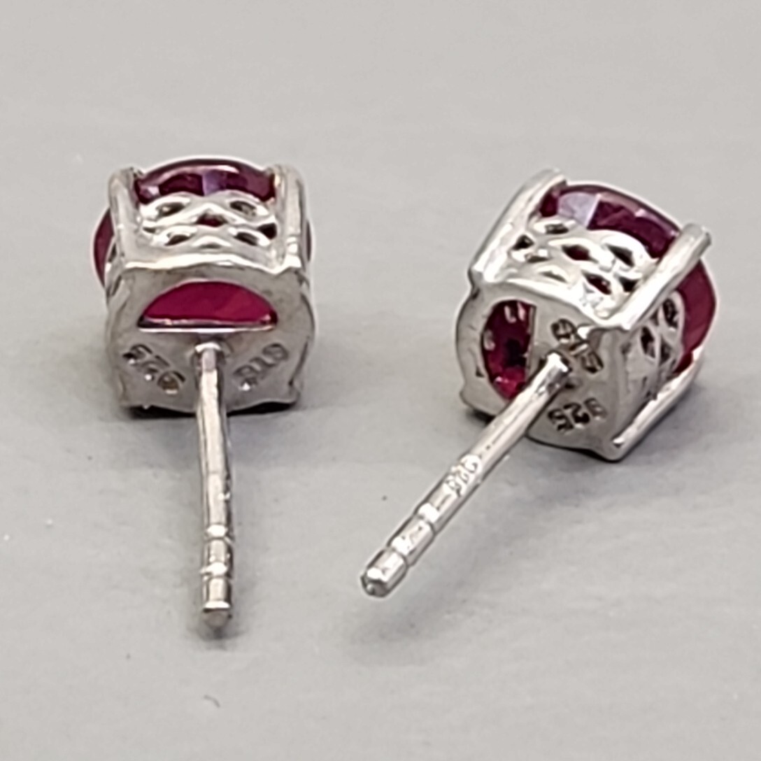 Stud Pierced Earrings Lab Created Ruby Red Round … - image 9