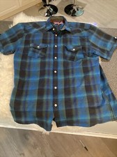 For Him London Brand Men  s Slim Fit Blue button, short sleeve shirt Size XXL