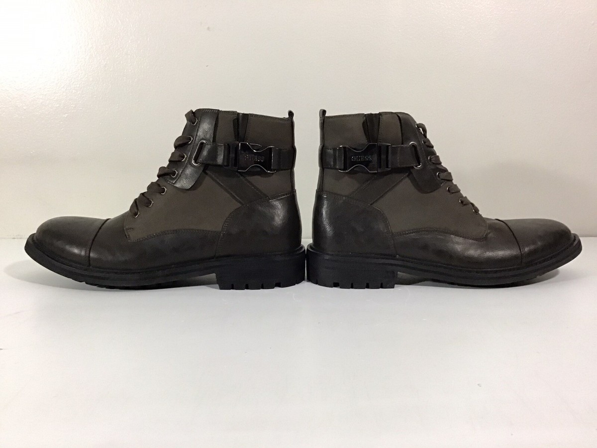 BRAND NEW Guess Mens Black Rand Lace Up Zip Closure Combat Boots Size 10.5 Guess Mens Dark Brown Dark Green Rand Lace Up Zip Closure  main image 2