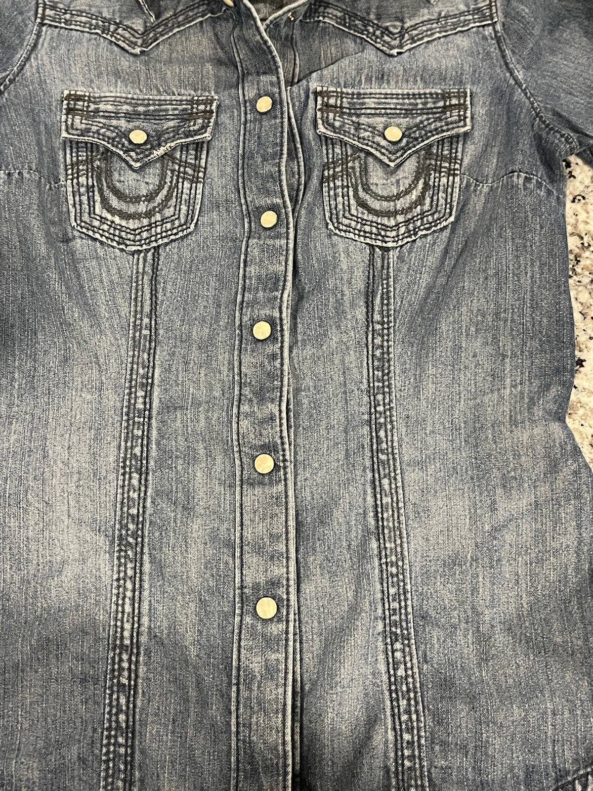 True Religion Men's Western Denim Long Sleeve Shirt P… Gem