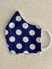 Handmade Face Adult Face Mask Navy Blue Polka Dot Face Mask