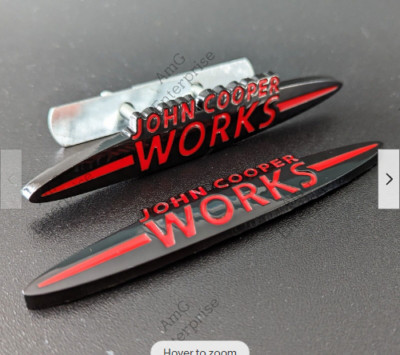 Black Red Grille&Rear Badge for Mini John Cooper Works JCW 90mm x 15mm R52-R56