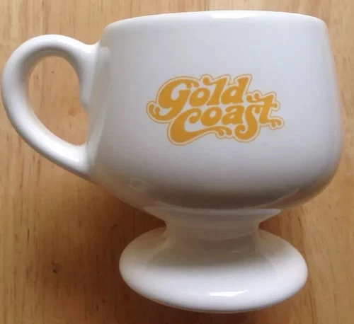 1970s GOLD COAST FOOTED COFFEE MUG, CASINO or RESTAURANT WARE, VINTAGE