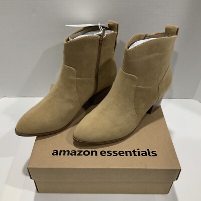 Amazon Essentials Western Ankle Booties Boots Beige Size