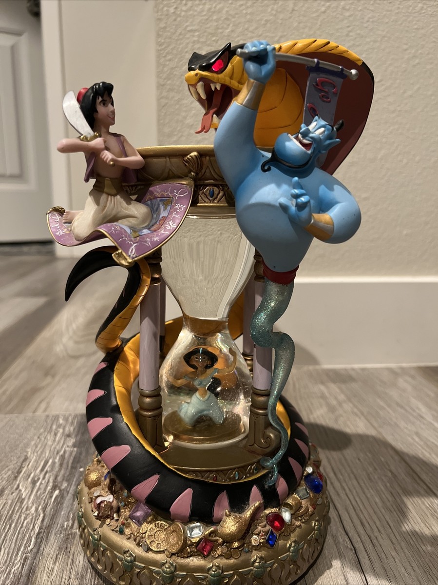 1992 Disney Aladdin Hourglass Musical Light Up Snow Globe Arabian