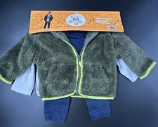 Members Mark 3 pc Boys Dinosaur Cozy Jacket Set Size 12M Shirt Pants Jacket
