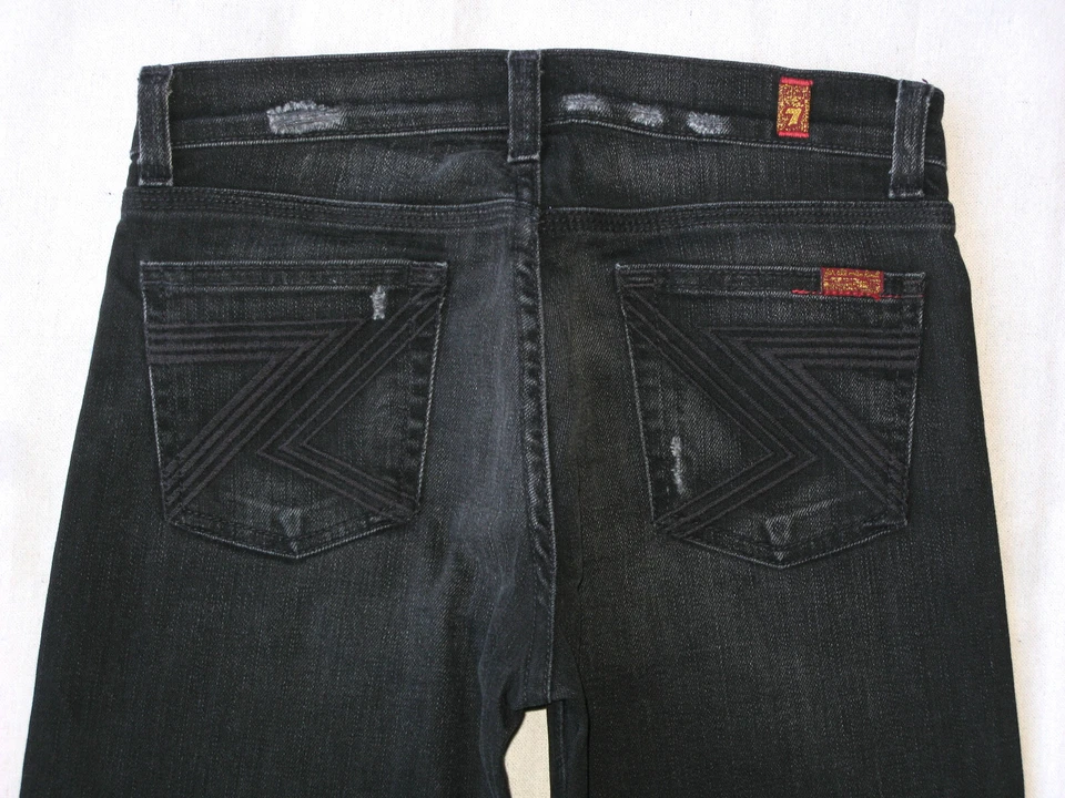 Pantalones de mezclilla rectos Flynt 7 For All Mankind para niños talla 12 o 28 X 29 negros desgastados Foto 2 de 4