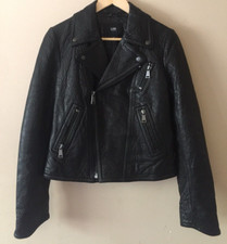 Line Women’s Leather Jacket Black Biker Motorcycle Lambskin | Size S/p Small
