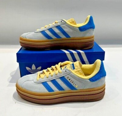 adidas gazelle silver green womens adidas Gazelle Bold Shoes - Women's - Clear Sky / White / Gold main image 1