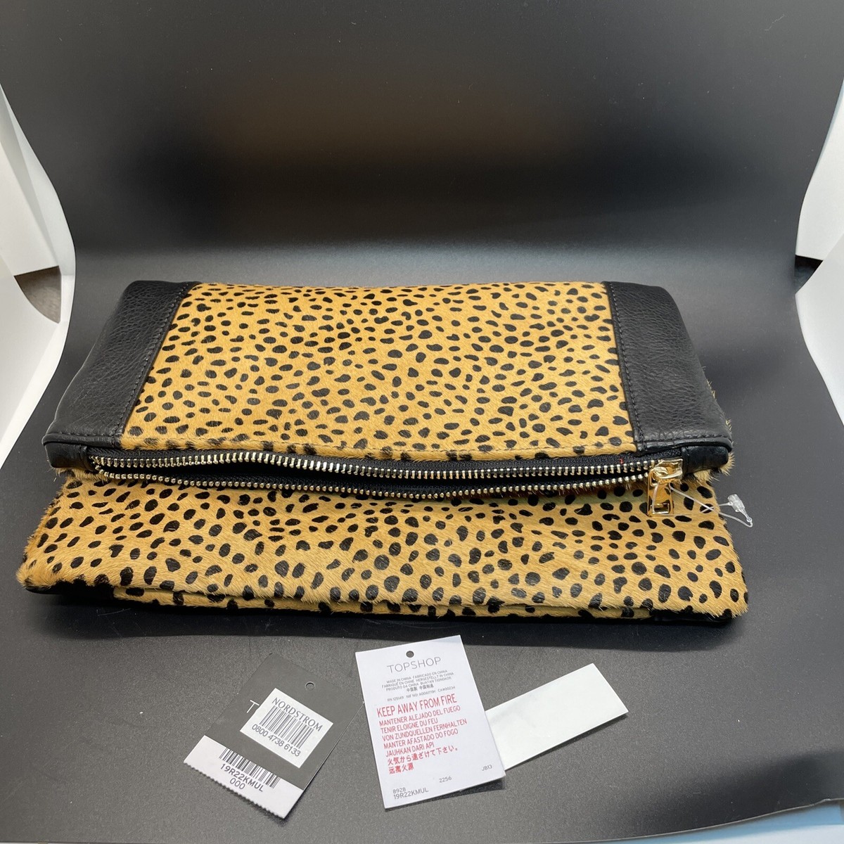 Top Shop Leopard Animal Print Clutchaa Am Faux Leather Tote New W - Main Image