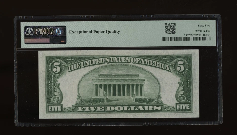 DBR 1934-A $5 North Africa Gem Fr. 2307 KA Block PMG 65 EPQ Serial K65331443A - Image 2 of 2