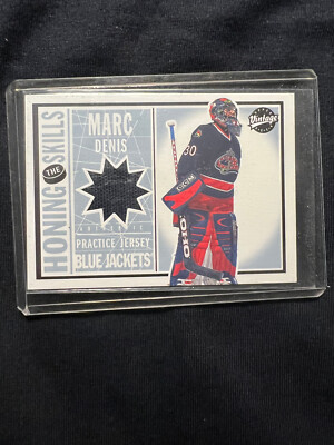 2002-03 U.D. Vintage Honing Skills Marc Denis Jersey #HS-MD Blue Jackets