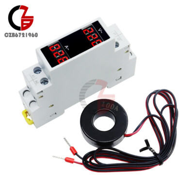 AC80-500V 1-100A DIN Rail Single-Phase Digital Display AC Voltage Current Meter