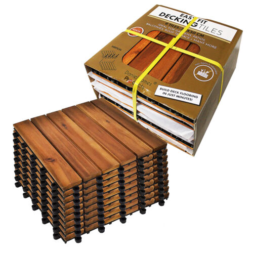 Easy Fit Wooden Click Deck Decking Tiles Hardwood Patio Garden Outdoor Balcony - Picture 4 of 8