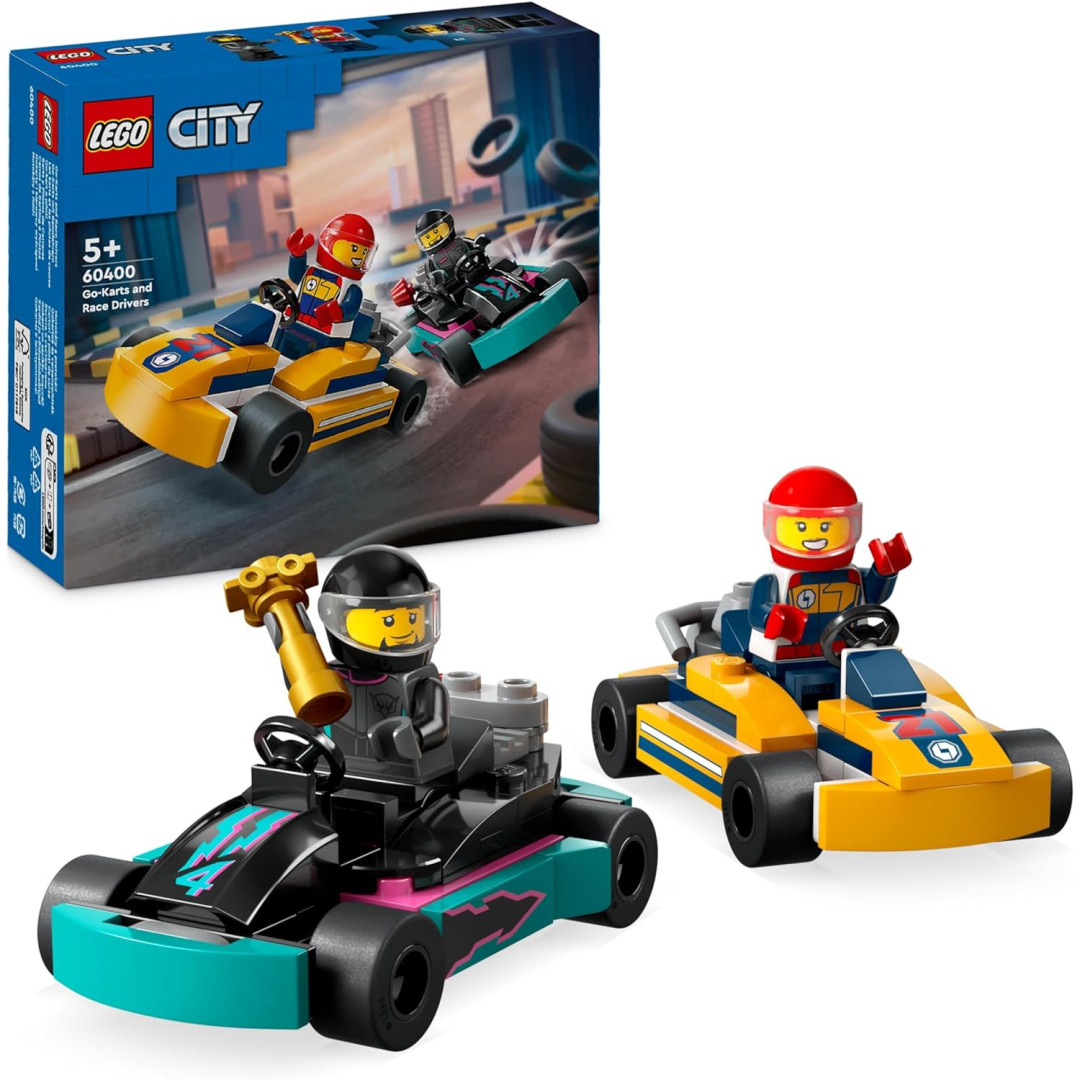Lego City 60400 Go-Karts And Race Drivers Racing Vehicle Toy Playset & 2 Drivers