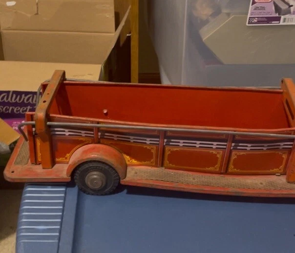 Gran Lumar Marx 1950 VFD gancho y escalera #9 camión de bomberos hojalata litografía 35" de largo Foto 2 de 4