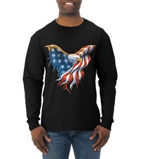 American Flag Eagle Men Long Sleeve Tshirt