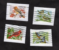  5126-9 Songbirds in Snow, Used Se-Tenent Set of 4 Forever 47 cent On Paper