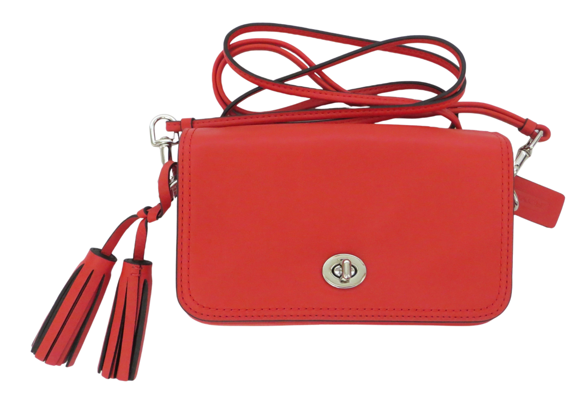 New NWT Coach Legacy Leather Carnelian Orange Penny Crossbody