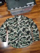 Vintage Five Brother Duck Camo Chamois Flannel Hunting Shirt Size L Made in USA