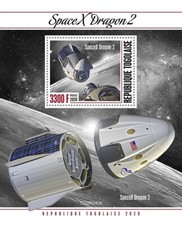 Launch of SPACEX Crew Dragon DEMO-2 Space MNH 1v-Stamp Sheet #2 (2020 Togo)