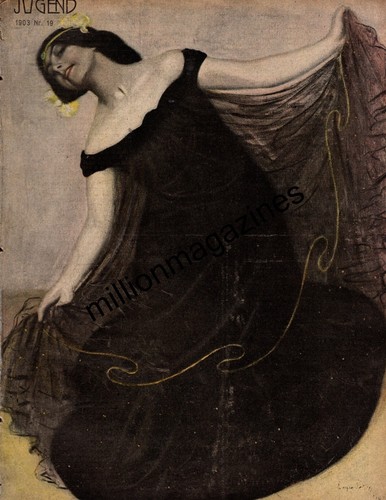 1903 Jugend #19 Apr 29 German Art Nouveau he dancer; Deer - Hoess; Schmidhammer - 第 1/1 張圖片