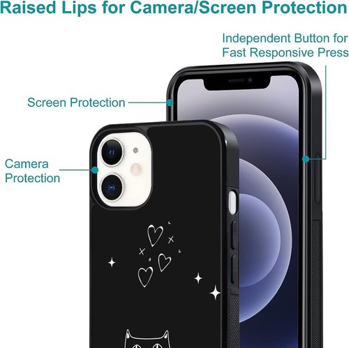 For iPhone SE XS XR Max 5 6 7 8 Plus kitten cat silhouette Pattern Hybrid Covers - Picture 8 of 25
