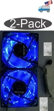 2-Pack: NEW Enermax 80mm x25mm Blue 9x LED Smart Case Fan 3pin + Thermal Control