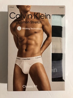 Calvin Klein Cotton Stretch Classic Fit 3 Pack Hip Brief Black Size XXL