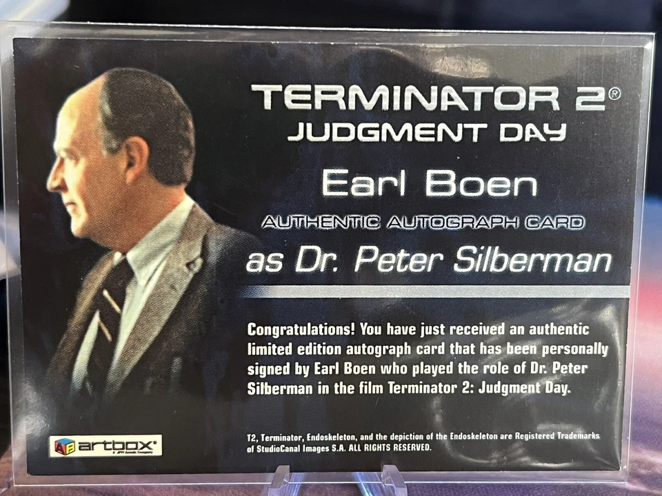 2003 Artbox Terminator 2: Judgement Day FilmCardz Earl Boen Auto 0x4k - Image 2 of 2