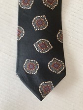 Prince Consort Men's Necktie Tie Silk Black Maroon Blue Geometric Made in USA