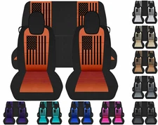 Front and Rear car seat covers fits Chevy Camaro 2010-2015 with American Flag