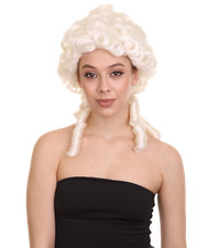 Colonial Lady Curly Wigs White Historical Cosplay Wig HW-3379