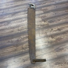 Antique Crosscut Hand Saw 48&rsquo; (4ft) Two-Man Timber Logging Tool Wood Handles