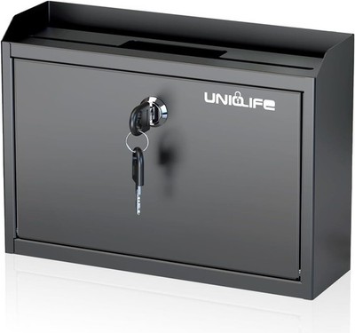 Wall Mounted Mailbox W/ Key Lock & Newspaper Holder Suggestion Box W/ Top Slots