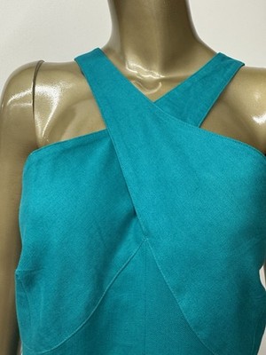 NWT Women Banana Republic Midi Dress Linen Blend Size 10 Color: EMERALD  Green | eBay