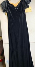Eliza J Women's Black Velvet Maxi Dress Flutter Sleeve Ruffle Scoop Neck 12