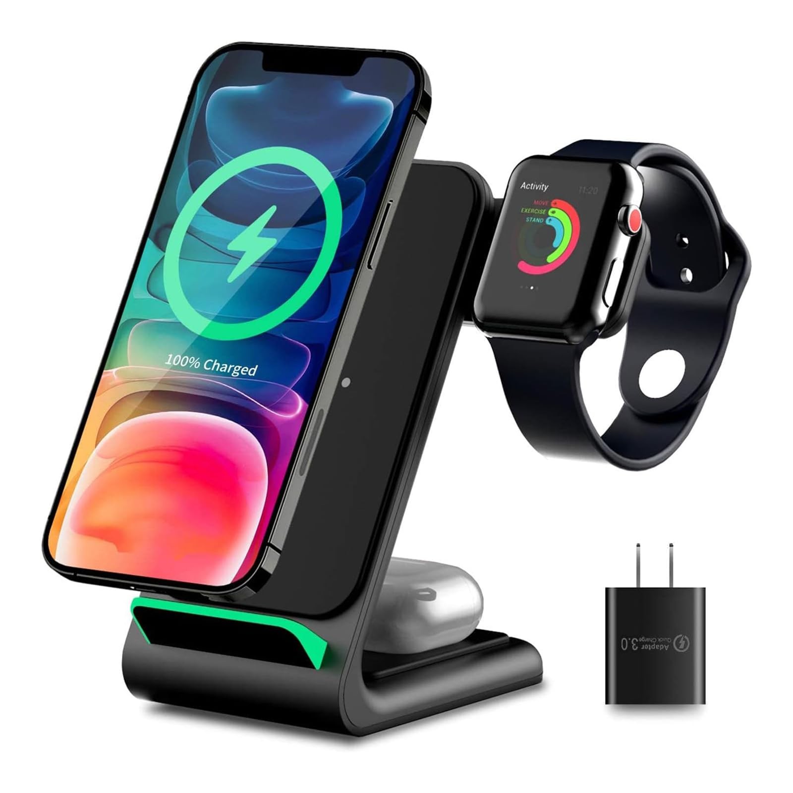 3-in-1 Fast Qi-Certified Wireless Charger for Apple Devices