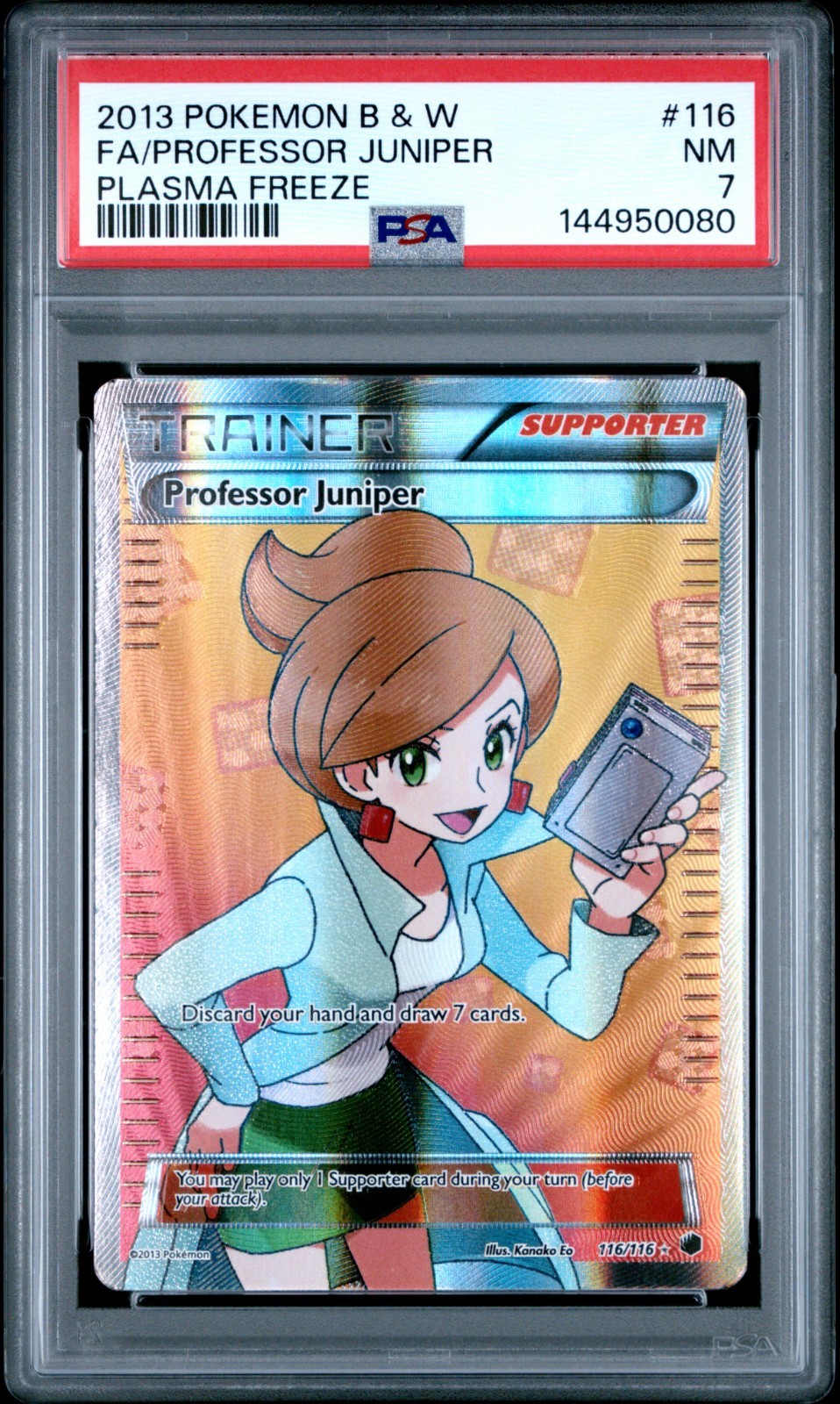Pokemon PROFESSOR JUNIPER 116/116 (Full Art Trainer) Plasma Freeze PSA 7