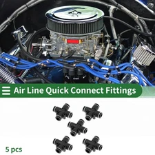 Push to Fittings 5/16" Equal Cross Air Line Quick Connector 5 Pcs Black