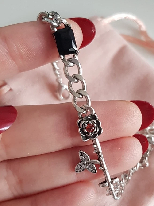 Edles BETTEL ARMBAND 925 SILBER Charm Zirkonia Panzer ARMKETTE Armreif ANHÄNGER - Bild 2 von 4