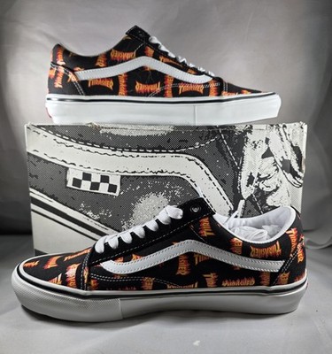 Vans x Thrasher Men's Skate Old Skool Black Multi Logo Canvas shoes Size 11MN