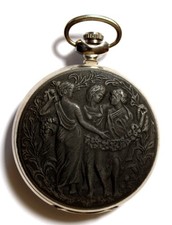 Vintage Molnija Russian 3 Graces Wind Up Pocket Watch Runs Great 18Jewels 70