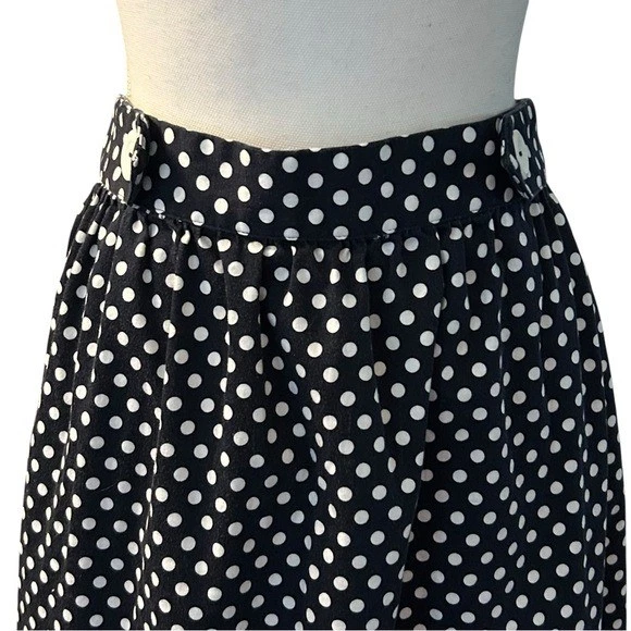 Falda elástica de algodón completo línea A de tela mod para mujer talla 3X en lunares blanco marino Foto 2 de 4