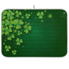Wooden Shamrocks Dish Drying Mat 16x18 Absorbent Dishes Pad Drainer Protector