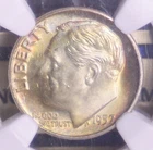 1957-D DIME - NGC MS66 FT - NICELY TONED