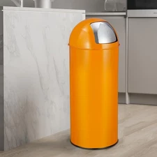 17Gal/65L Push Lid Trash Can Stainless Steel Waste Bin for Kitchen Outdoor