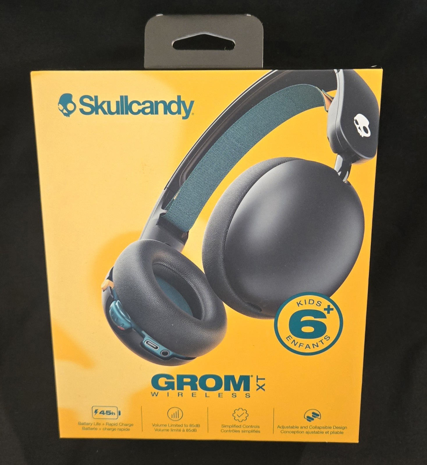 New/Sealed - Skullcandy Grom XT Bluetooth Headphones for Children, Black
