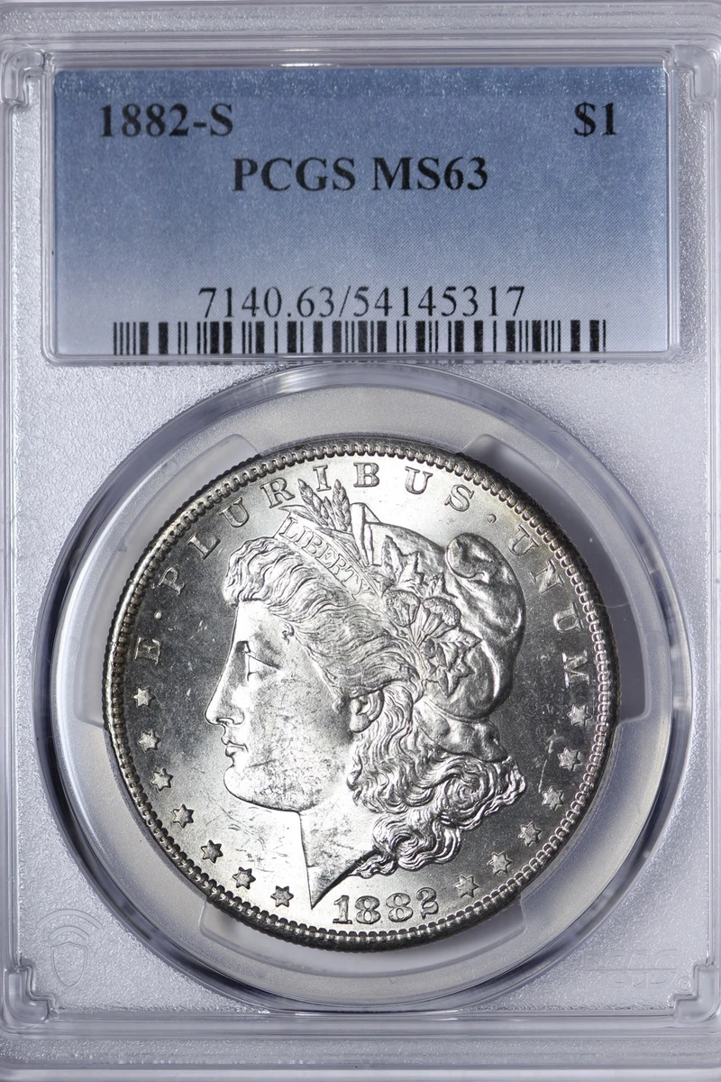 Silver MS 63 Graded 1882 Year Morgan US Dollars (1878-1921) for