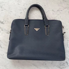 PRADA Leather Handbag/Business Bag Blue #PG31V8